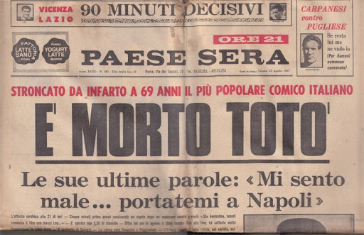 giornale morte Totò