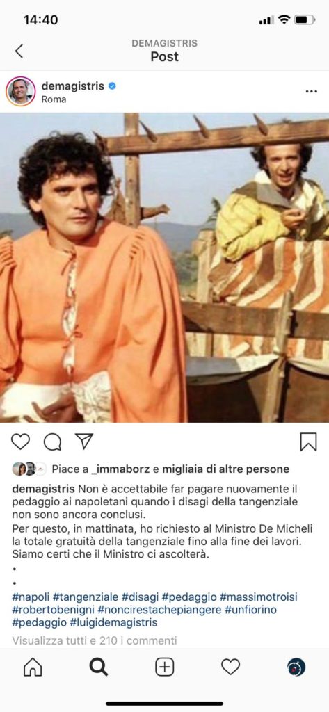 Post Instagram Dema Tangenziale