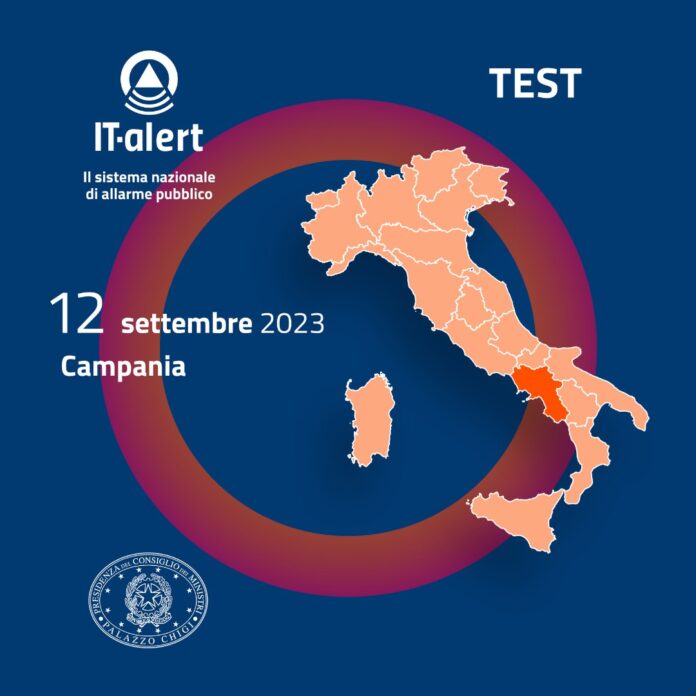 IT-ALERT martedì 12 settembre esercitazione in Campania