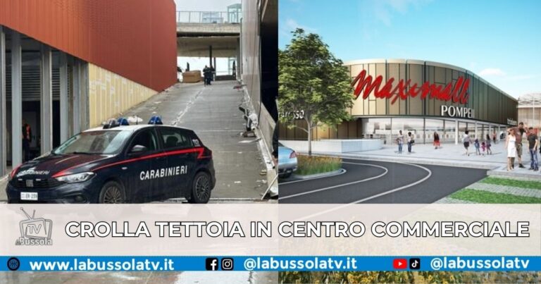 Cede tettoia di un centro commerciale a Torre Annunziata, ferito operaio