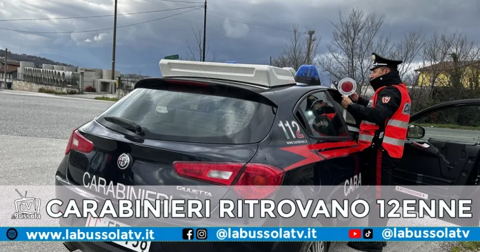 Carabinieri salvano 12enne